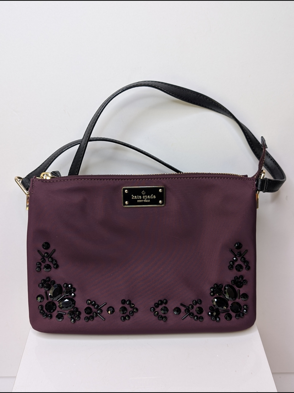 Kate Spade Wilson Road Madelyne Embellished Dark Plum Crossbody Bag